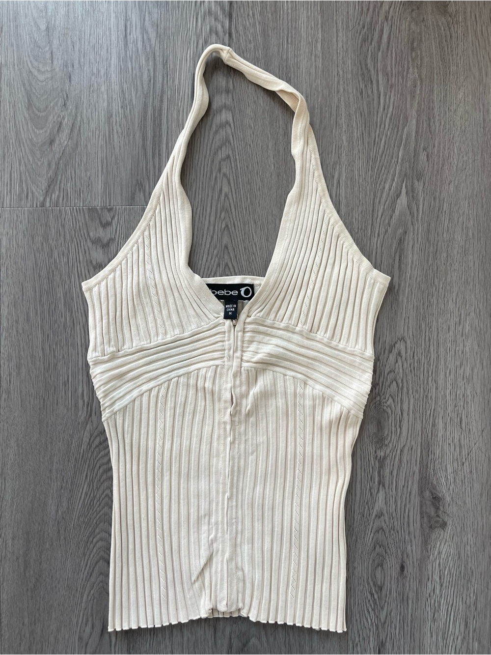 Vtg y2k BEBE ribbed halter tank medium